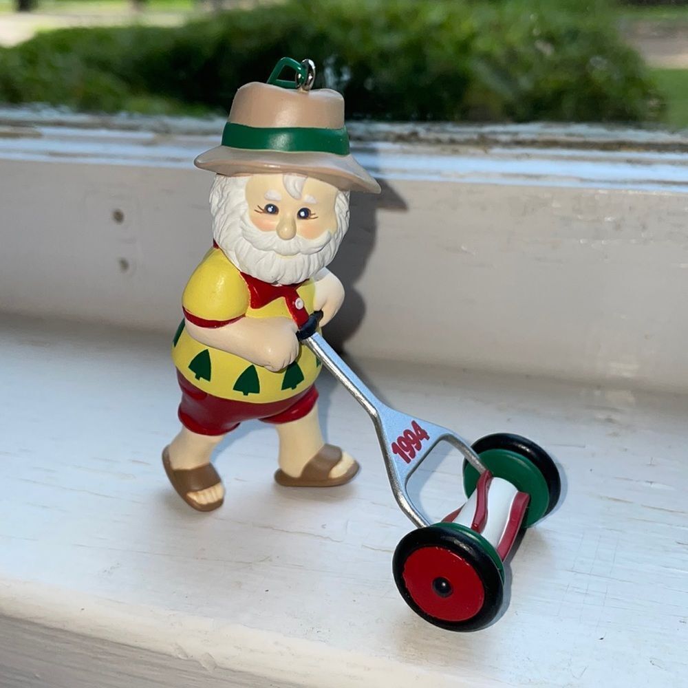 Vintage 1994 Hallmark‎ “Keep On Mowing” Santa Claus in shorts Christmas ornament